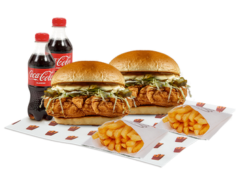 Chicken Burger Double meal (2 Chicken Burger+2 Fries+2 Coca-Cola)