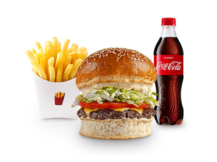 Fryday KOMBO (1 Fryday Burger + 1 Kartof fri + 1 ədəd Coca-Cola)