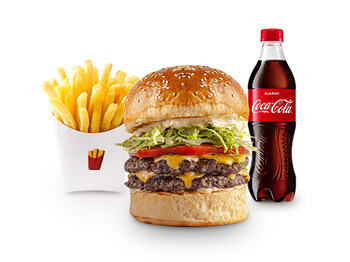 İkiqat Çiz KOMBO (1 İkiqat Çizburger + 1 Kartof Fri + 1 Coca-Cola)
