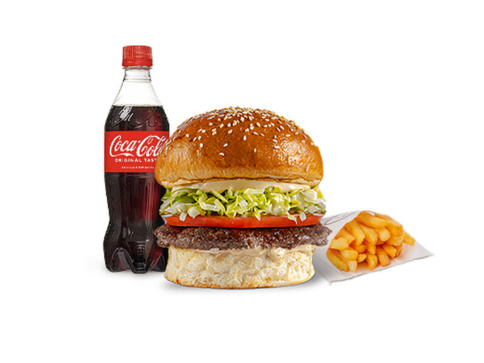 Fryday KOMBO (1 Fryday Burger + 1 Kartof fri + 1 ədəd Coca-Cola)