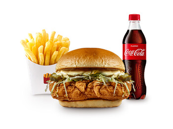 Toyuqlu Burger KOMBO (1 Toyuqlu Burger + 1 Kartof Fri + 1 Coca-Cola)